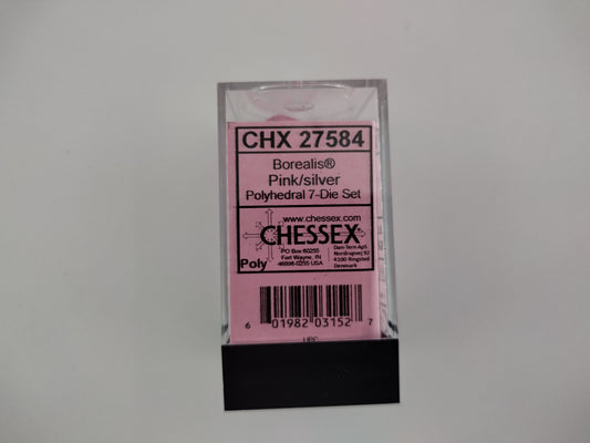 Chessex Borealis® pink/silver Polyhedral 7-Die Set (CHX 27584)