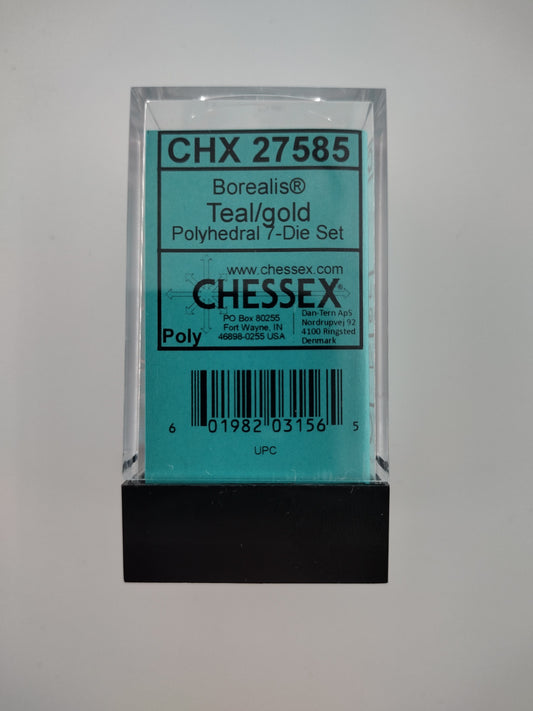 Chessex Borealis® teal/gold Polyhedral 7-Die Set (CHX 27585)