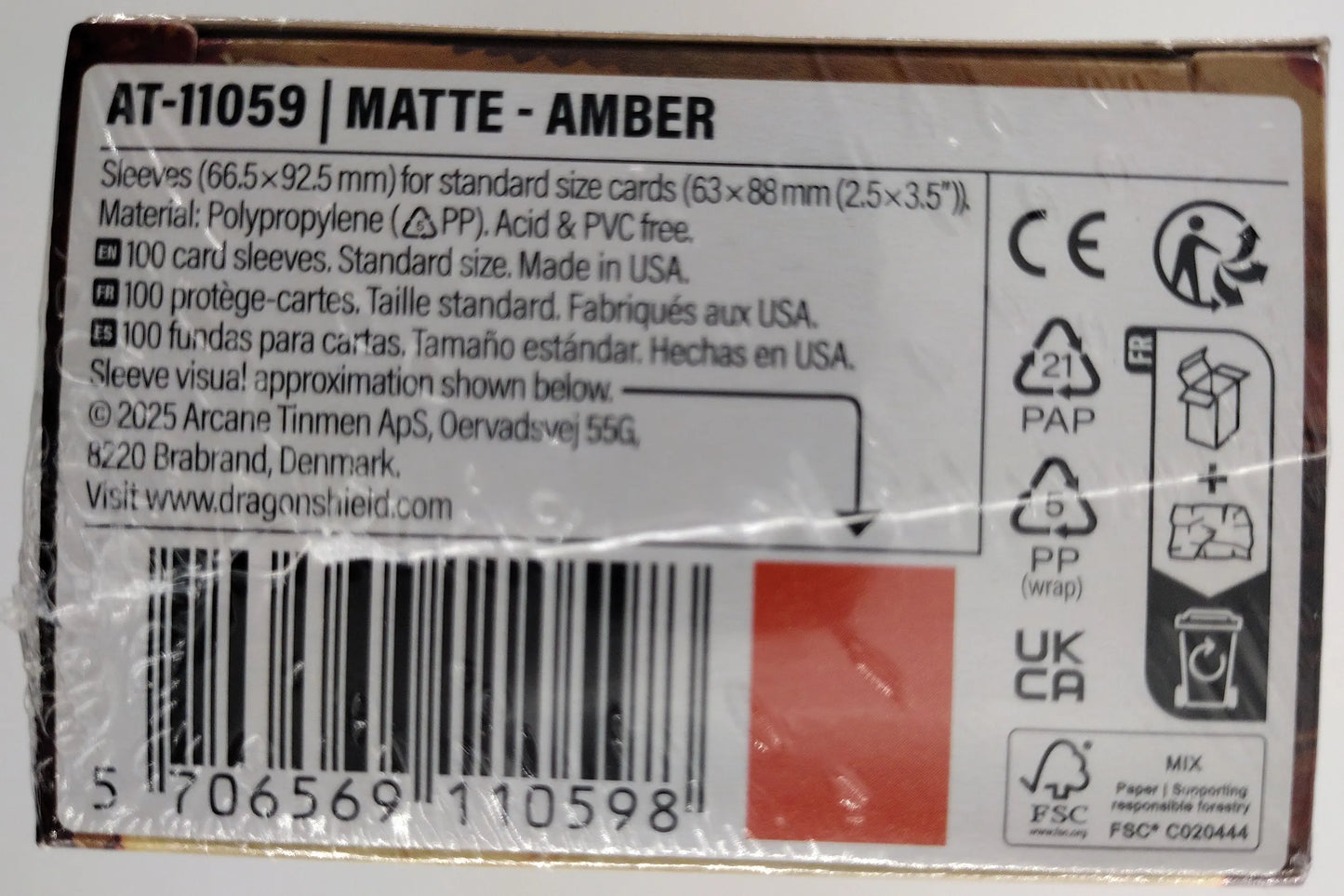 Dragon Shield Matte Amber Card Sleeves – 100ct