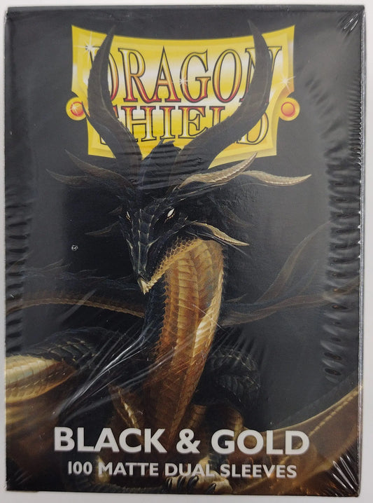 Dragon Shield Dual Matte Black & Gold Card Sleeves – 100ct