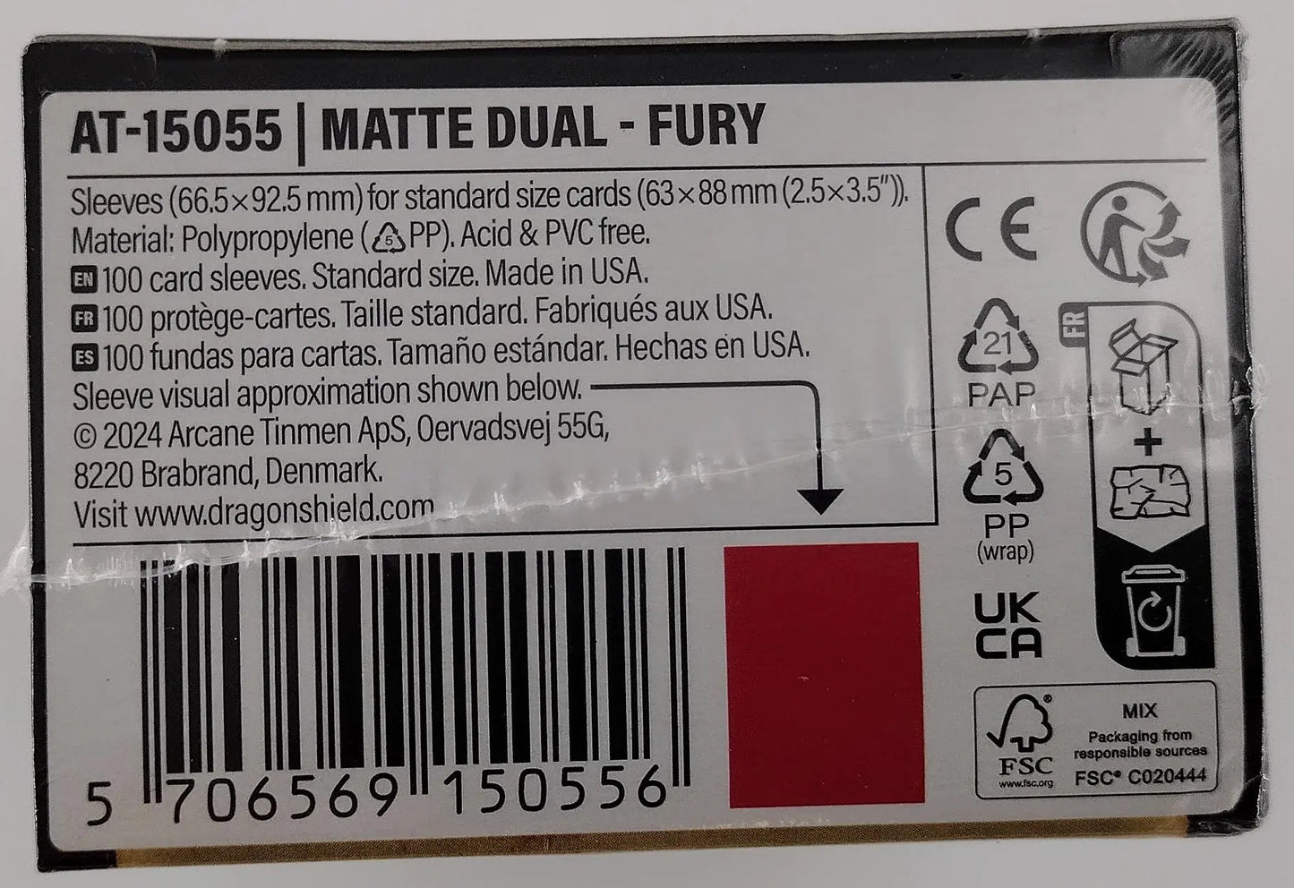 Dragon Shield Dual Matte Fury Card Sleeves – 100ct