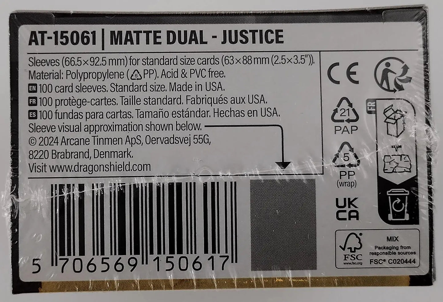 Dragon Shield Dual Matte Justice Card Sleeves – 100ct