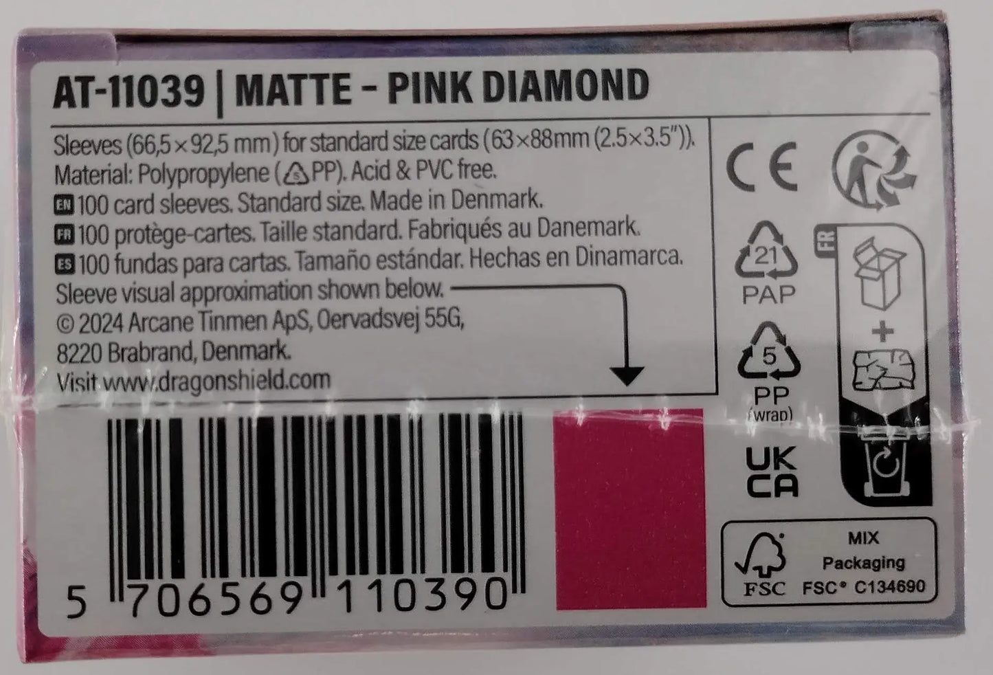Dragon Shield Matte Pink diamond Card Sleeves – 100ct