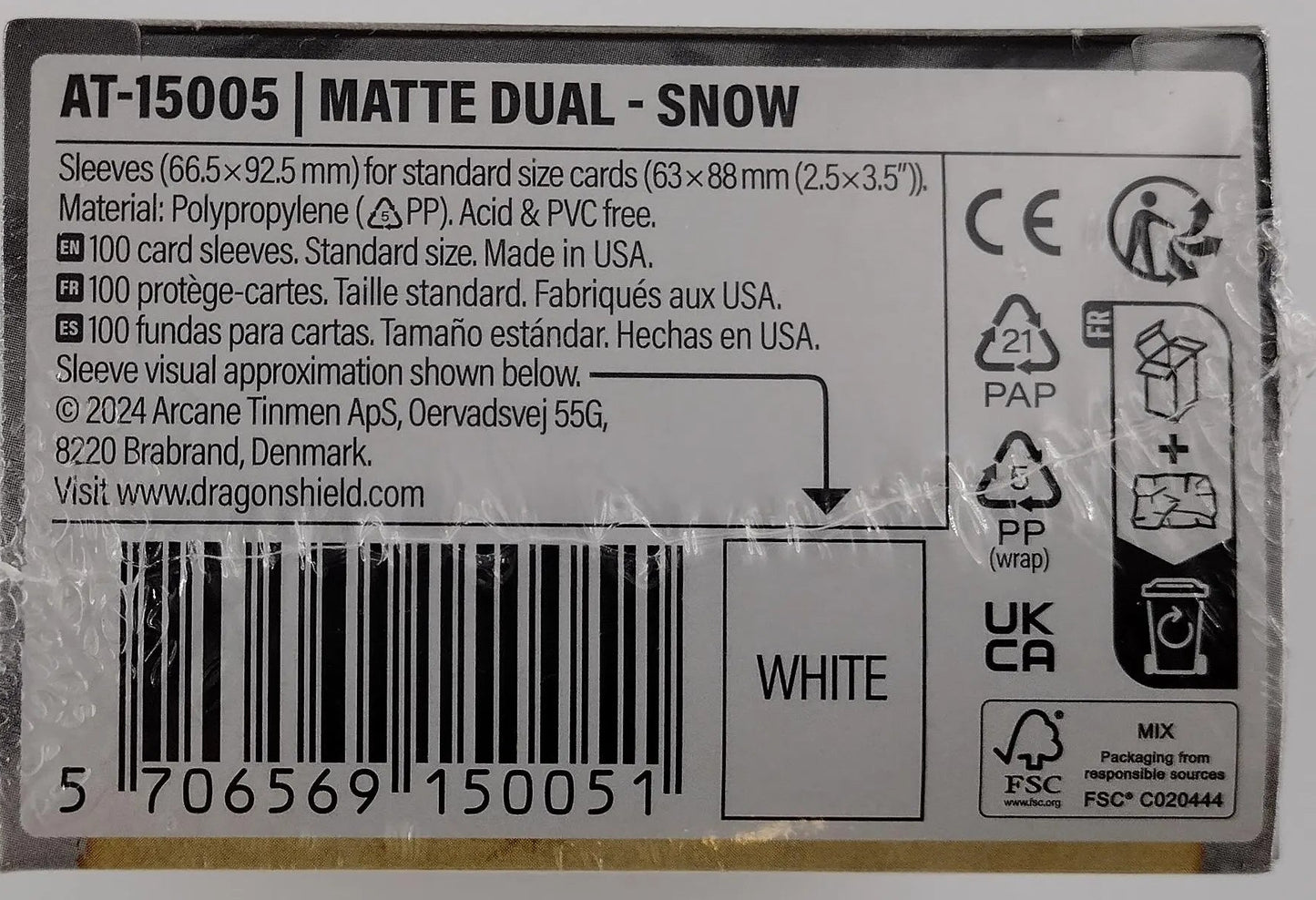 Dragon Shield Dual Matte Snow Card Sleeves – 100ct