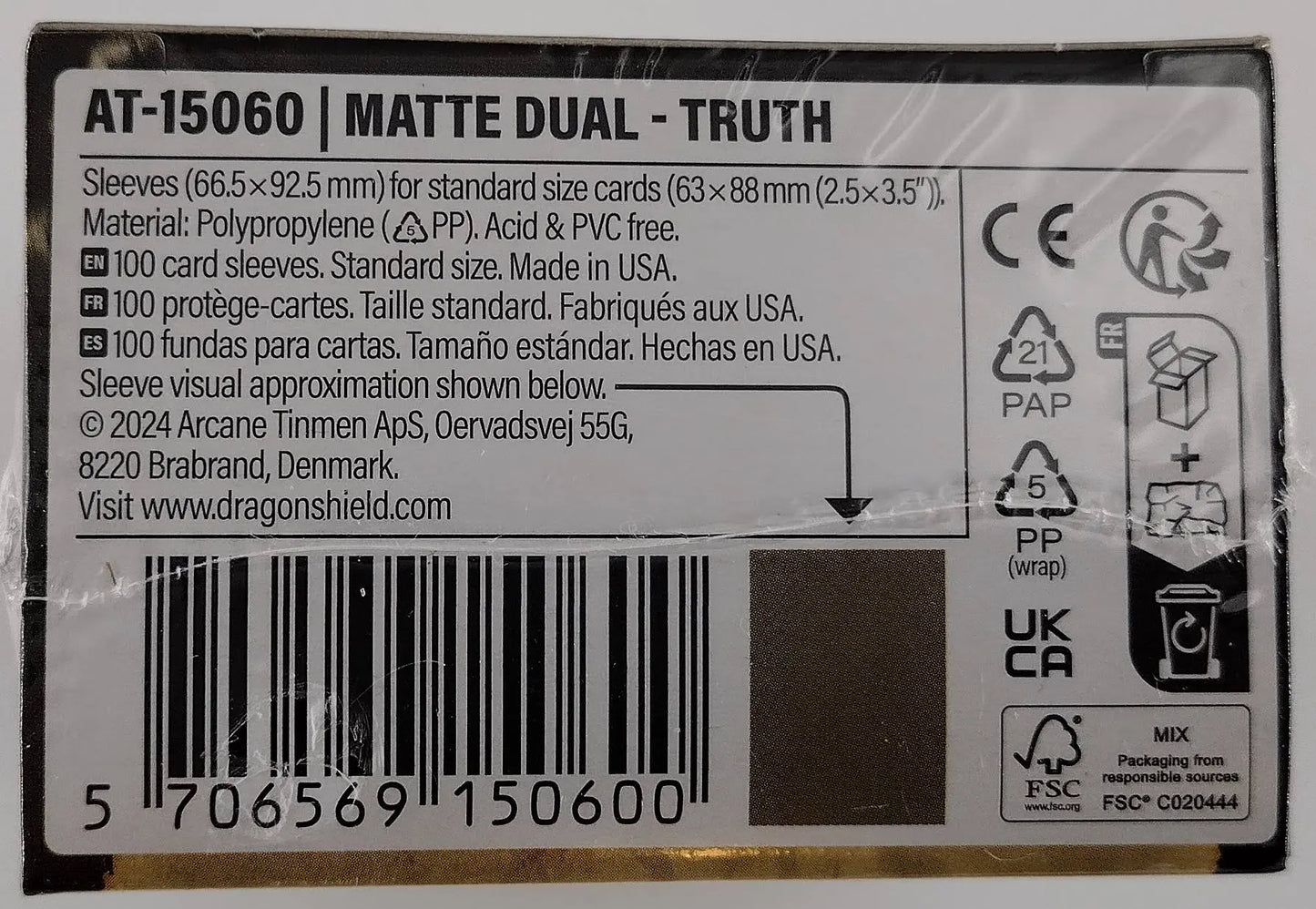 Dragon Shield Dual Matte Truth Card Sleeves – 100ct