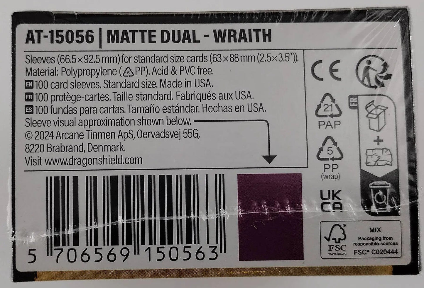 Dragon Shield Dual Matte Wraith Card Sleeves – 100ct