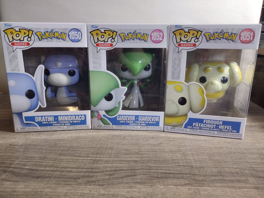 Funko Pop! Pokémon Dratini, Fidough, Gardevoir Set of 3 shipped with protectors